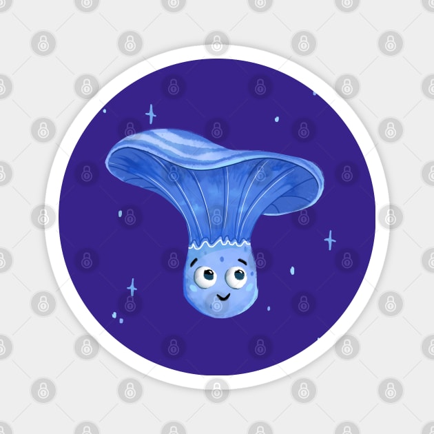 Blue Mushroom Indigo Milk Cap Magnet by Susi V